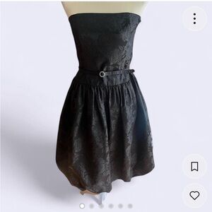 Ann Taylor Black Rose Strapless Dress w/ Detachable Belt Size 4
